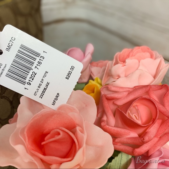 Coach signature zip tote khaki brown tote shoulder - Picture 7 of 8